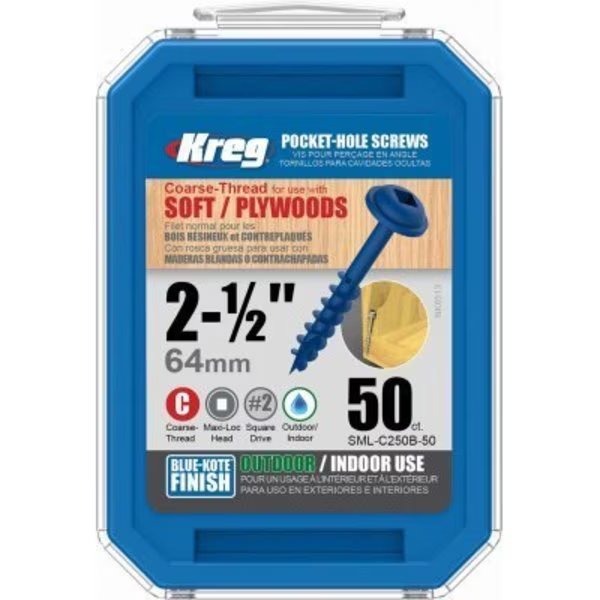 50PK 25BLU Pock Screw, Kreg, Mfr#: SML-C250B-50