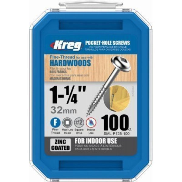 100PK 125 Pock Screws, Kreg, Mfr#: SML-F125-100