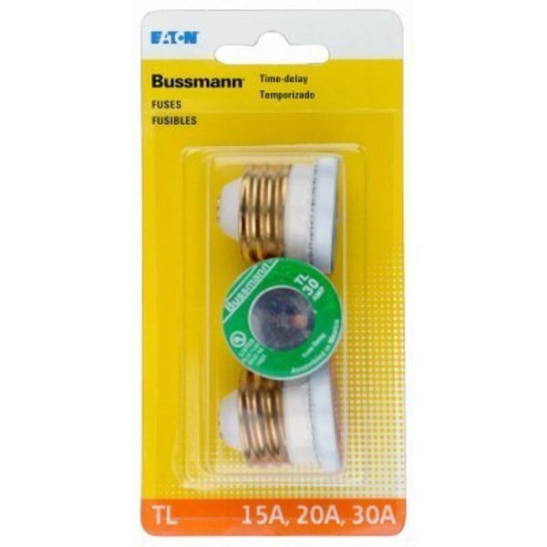 Plug Fuse Kit, TL Series, Time-Delay, 15A, 20A, 30A, 125V AC, Indicating, 10kA at 125V AC, Eaton Bussmann, Mfr#: BP/TL-A
