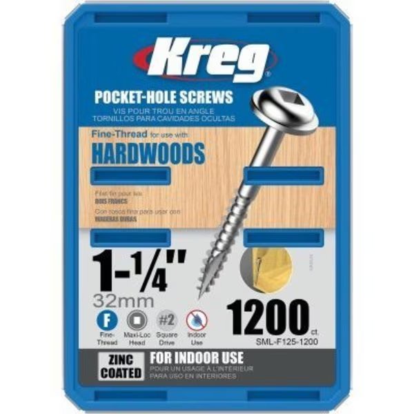 1200CT Fine Hole Screws, Kreg, Mfr#: SML-F125-1200
