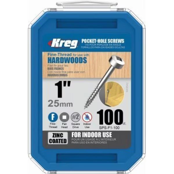 100CT Fine Hole Screws, Kreg, Mfr#: SPS-F1-100