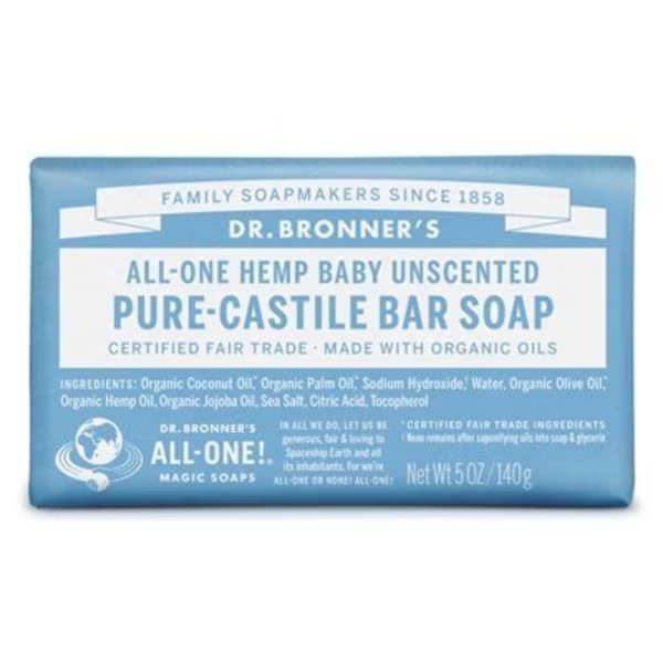 5OZ Unscented Bar Soap, Dr. Bronners, Mfr#: OBBA05