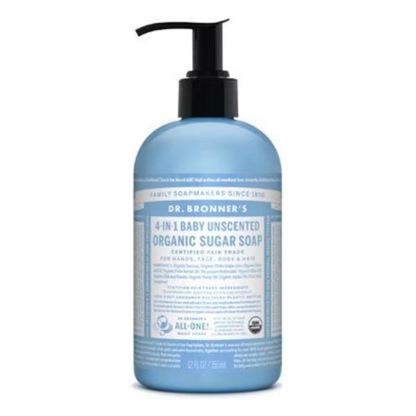 12OZ Unscent Sugar Soap, Dr. Bronners, Mfr#: SD0504