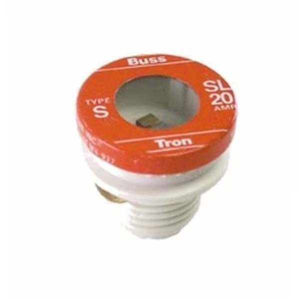Plug Fuse, SL Series, Time-Delay, 20A, 125V AC, Indicating, 10kA at 125V AC, Eaton Bussmann, Mfr#: BP/SL-20