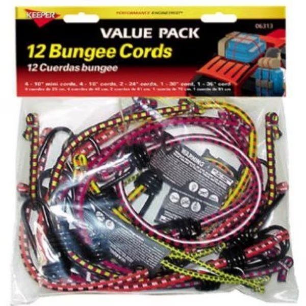 12PC Bungee Cord ASSTD, Hampton Products-Keeper, Mfr#: 6313