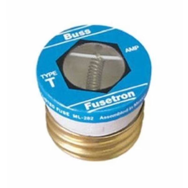 Plug Fuse, T Series, Time-Delay, 10A, 125V AC, Indicating, 10kA at 125V AC, Eaton Bussmann, Mfr#: BP/T-10