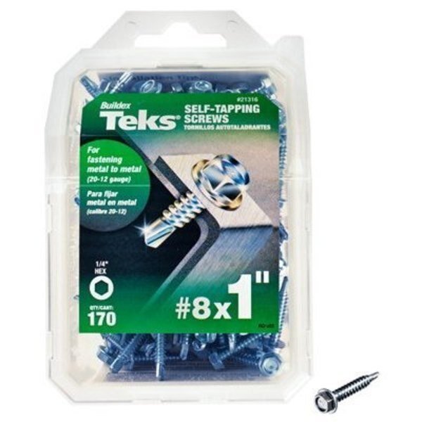 #8 Hex Head Cap Screw, 1 in L, Itw, Mfr#: 21316