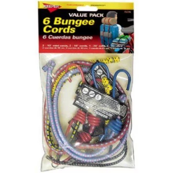 6PK Bungee Cord ASSTD, Hampton Products-Keeper, Mfr#: 6306