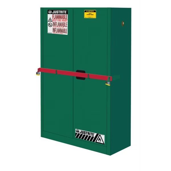 Justrite 45 Gallon 2 Door, Self-Close, High Security Pesticide Cabinet, 43"W x 18"D x 65"H, Green, Justrite, Mfr#: SC29884P