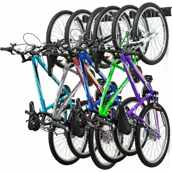 Garage Bike Rack Wall Mount Bicycle Storage Hanger with 6 Adjustable Hooks, Raxgo, Mfr#: RAXWMBR
