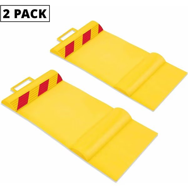 Car Parking Mat, Garage Wheel Stopper Parking Aid, Yellow 2 Pack, Raxgo, Mfr#: RGCPM2PCK