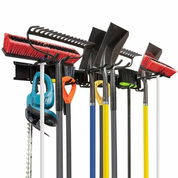 Wall Mounted Tool Storage Rack, 8 Piece Garden Tool Organizer for Broom, Mop, Rake & Tools, Raxgo, Mfr#: RHSTGRK