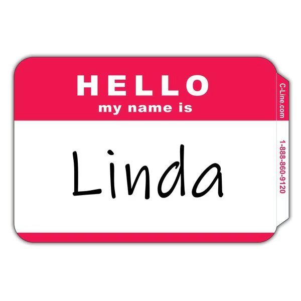 Pressure Sensitive Badges, HELLO my name is, Red, 3 12 x 2 14, 100BX Set of 10 BX, 1000PK, C-Line Products, Mfr#: 92234-CT