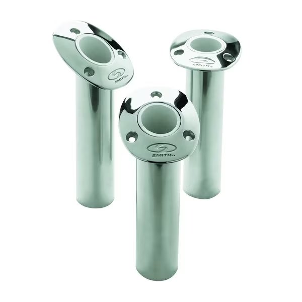 Pkg. Flush Mt rod holder, 30Deg, S/S w/cast gimbal, White Liner, C.E. Smith, Mfr#: 53672CA