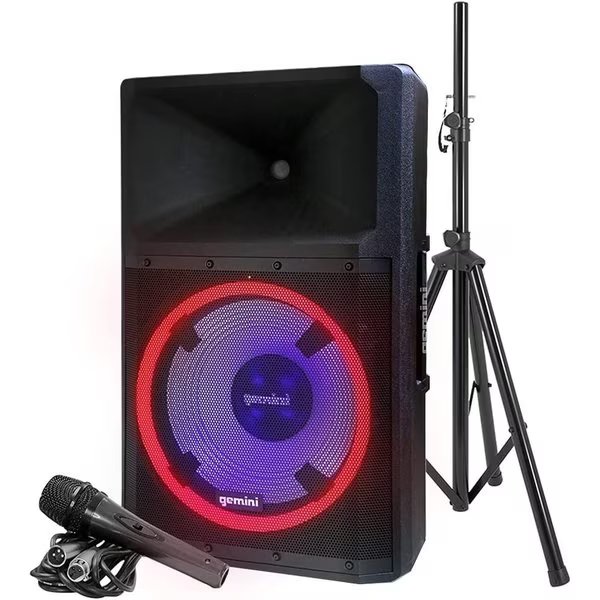 Bluetooth Party Speaker with Party Lights Microphone and Speaker Stand  All, Gemini, Mfr#: GSP-L2200PK