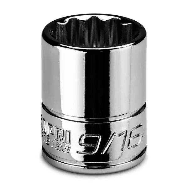 1/4 in Drive 9/16 in 12-Point SAE Shallow Socket, Capri Tools, Mfr#: CP16163