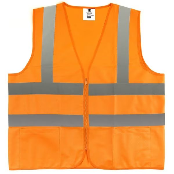 Orange Knitted Safety Vest, Size 5XL, 2Pocket W Zipper, 5PK, Tr Industrial, Mfr#: TR88066-5PK