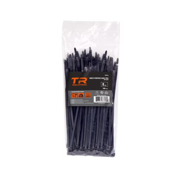 8 in Multi-Purpose UV Cable Ties in Black, 100-pk, Tr Industrial, Mfr#: TR88302