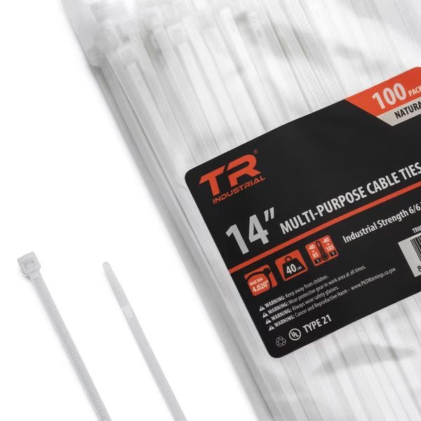 MultiPurpose UV Cable Ties, 14, Natural, 200PK, Tr Industrial, Mfr#: TR88304N-2PK