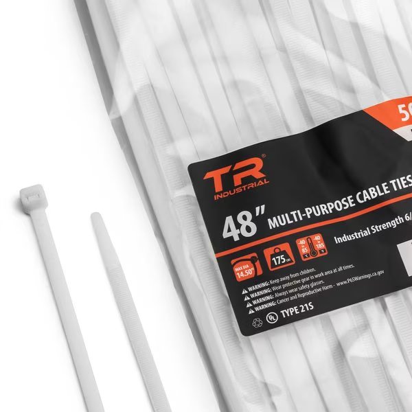 MultiPurpose UV Cable Ties, 48, Natural, 50PK, Tr Industrial, Mfr#: TR88308N