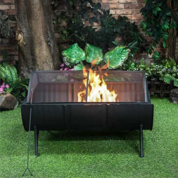 Barrel Wood Burner Firepit - 35 Inch, Deko Living, Mfr#: COB10502