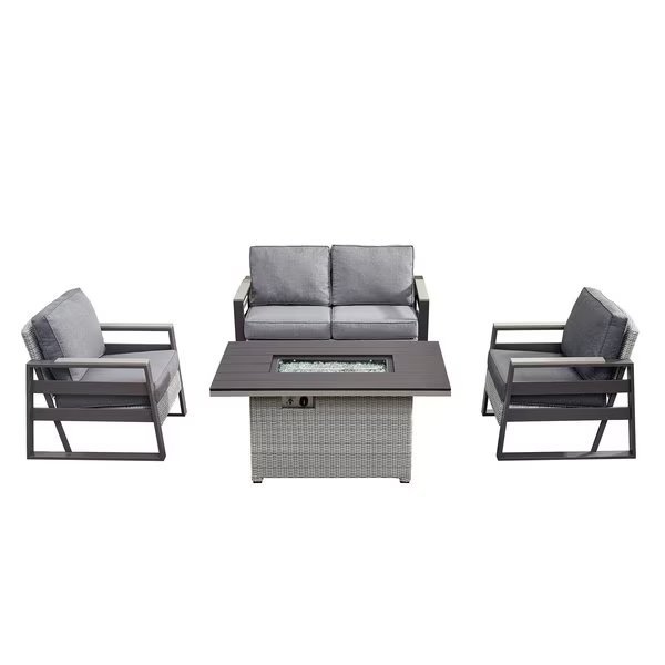 Tricarico Outdoor Patio Set and Firepit, Deko Living, Mfr#: COP30901