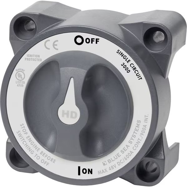 Blue Sea 3000 HD-Series Battery Switch Single Circuit ON/OFF, Blue Sea Systems, Mfr#: 3000