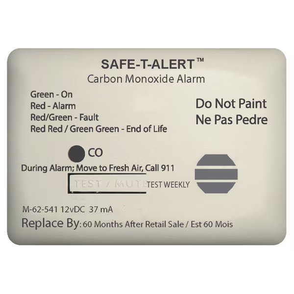 Carbon Monoxide Alarm, Safe-T-Alert, Mfr#: 62-541-MARINE-RLY-NC