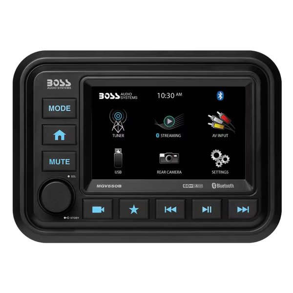 Bluetooth Marine Gauge Digital Media AM/FM Receiver-Black, Boss Audio, Mfr#: MGV550B