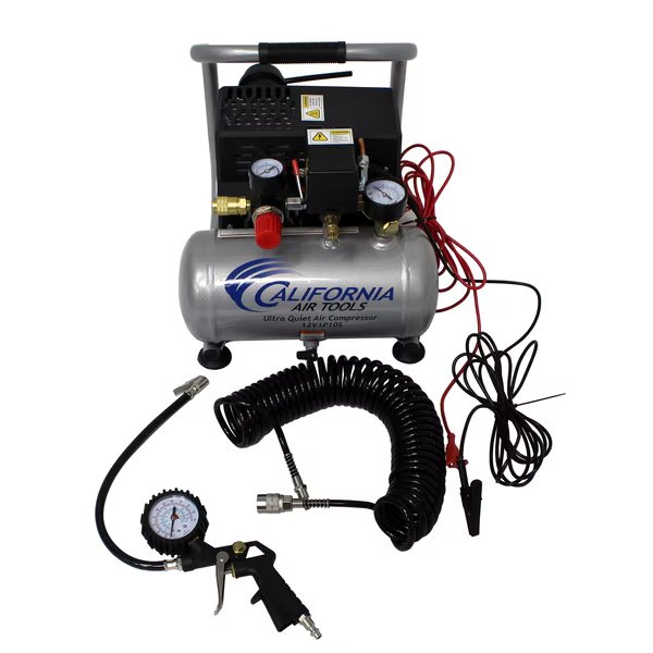 Light, Quiet Battery Powered 12V 1Gal SteelTank PortableAirCompressor, California Air Tools, Mfr#: CAT-12V1P10S