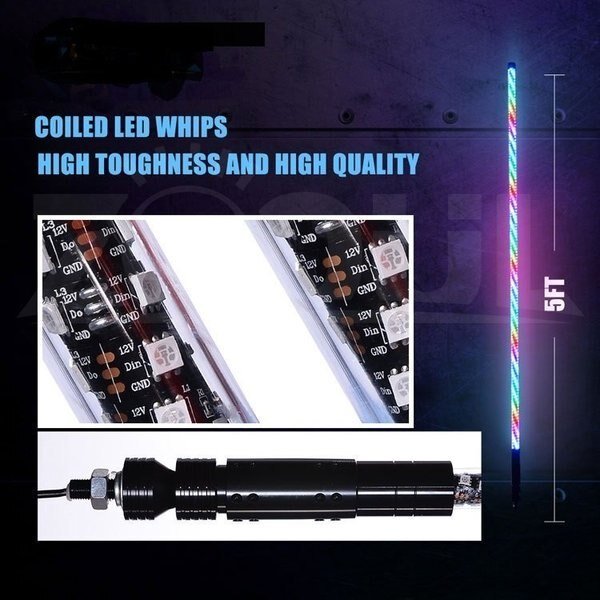 Colorsmart 3Ft Rgb Led Lighted Whip W/ Chasing & Bluetooth Control, Race Sport, Mfr#: RS8193FTBT