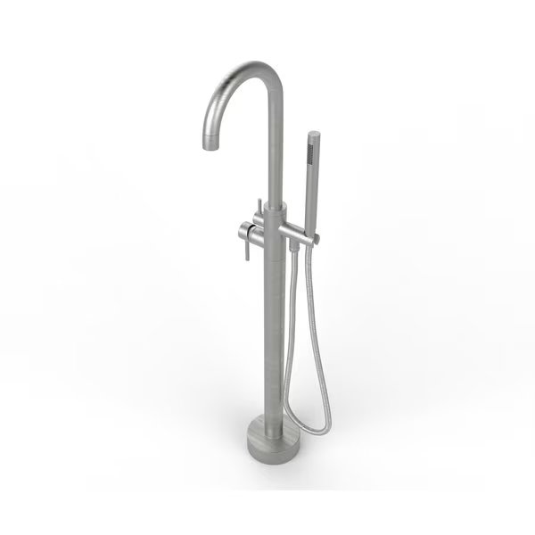 Neptune Freestanding Brushed Nickel Gooseneck Tub Filler Faucet with Standard Handle, Castello Usa, Mfr#: CB-F04-BN