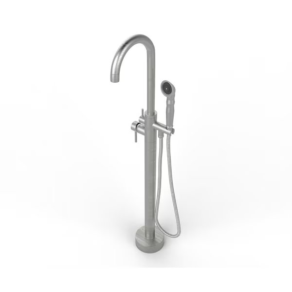 Neptune Freestanding Brushed Nickel Gooseneck Tub Filler Faucet with Breeze Handle, Castello Usa, Mfr#: CB-F04-BN-J0806