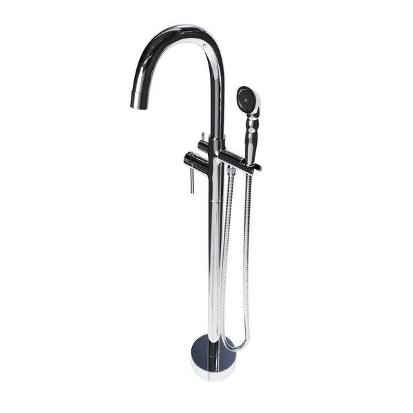 Neptune Freestanding Chrome Gooseneck Tub Filler Faucet with Breeze Handle, Castello Usa, Mfr#: CB-F04-CR-J0806