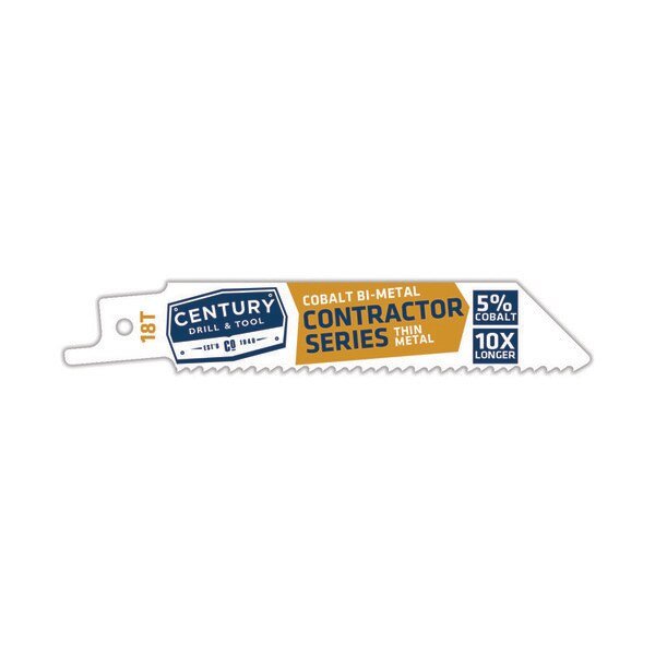 Recip Saw Blade 4 X 18T Bi-Metal Contractor 3/4 Width .035 Thick, Century Drill & Tool, Mfr#: 7452