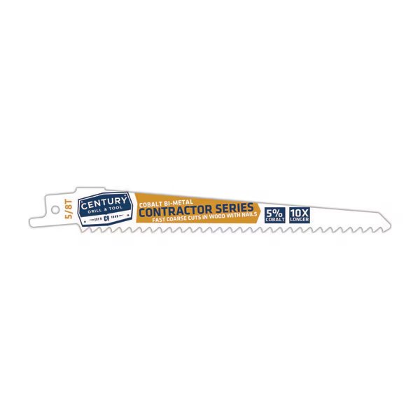 Recip Blade 5/8 X 6 Bi-Metal Contractor 3/4 W .050 Thick 1/2 Shank 5Pc, Century Drill & Tool, Mfr#: 7502
