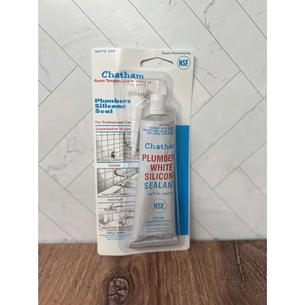 White Silicone Seal Carded, 2.8 oz White Mildew Resistant FDA/NSF, Chatham Brass, Mfr#: 3W
