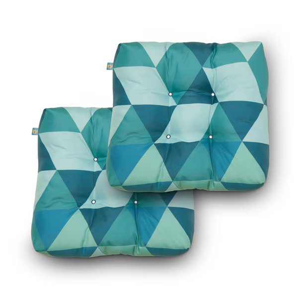 19" x 19" x 5" Seat Cushions, Blue Lagoon Geo, 2PK, Classic Accessories, Mfr#: DCBLCH19195-2PK