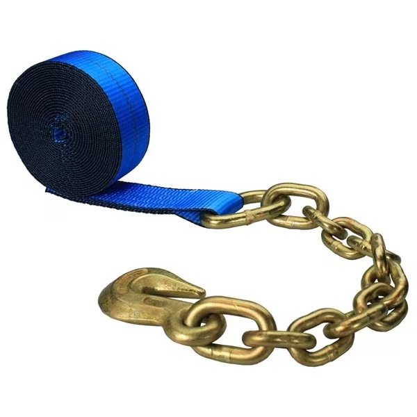 2" x 20' Blue Winch Strap with Chain Extension, Us Cargo Control, Mfr#: 220CE-B