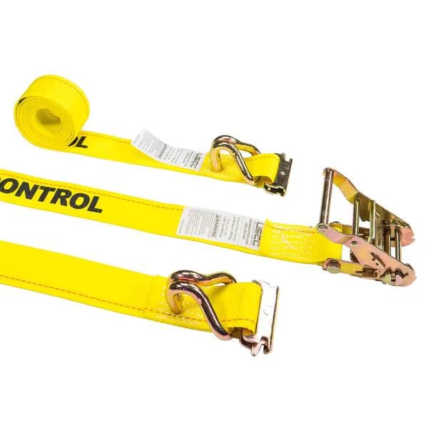 2'' X 12' Yellow E-Track Straps w/Spring E-Fittings and Wire Hooks, Us Cargo Control, Mfr#: 5312SEFWH-Y