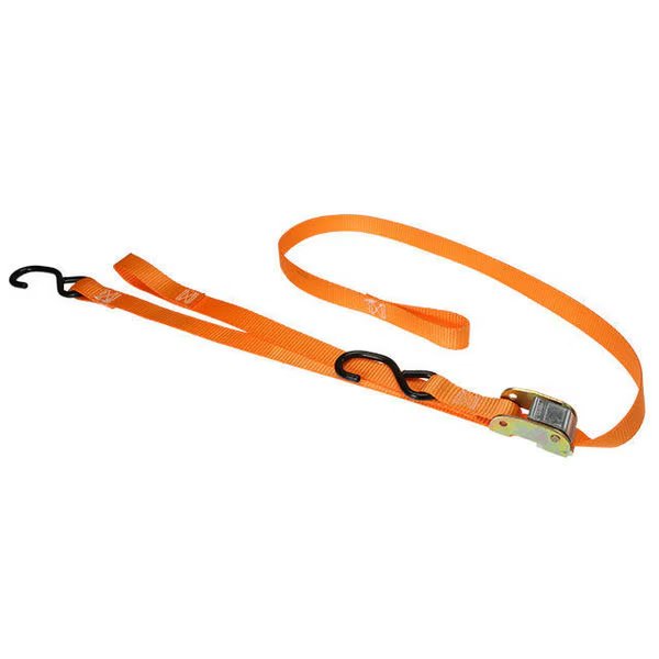 1" x 6' Cam Buckle Handlebar Strap w/S-Hooks & Pull Loop Orange, Us Cargo Control, Mfr#: C506SHLP-OR