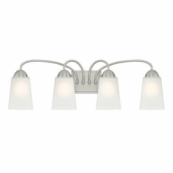 Malone 28.75in 4-Light Brushed Nickel Transitional Indoor Vanity Light with Etched Glass Shades, Designers Fountain, Mfr#: D267M-4B-BN