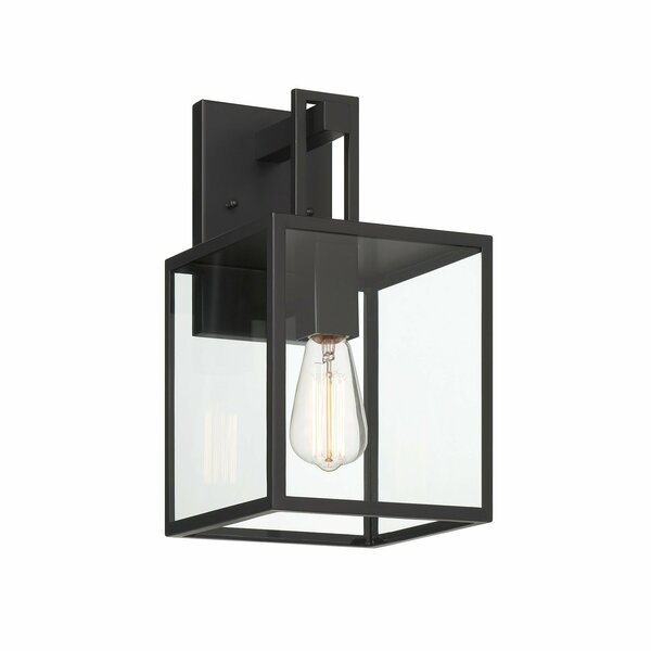 Preston 14.75in 1-Light Matte Black Modern Outdoor Hardwired Wall Lantern with No Bulbs Included, Designers Fountain, Mfr#: D297M-8EW-MB