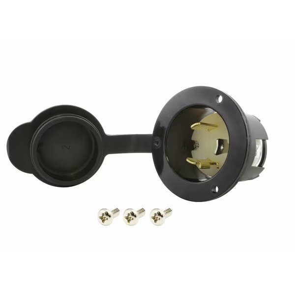 30A 277V L7-30P Power Input Inlet UL and C-UL Listed with Weather Cover, Ac Works, Mfr#: ASINL730P-FC