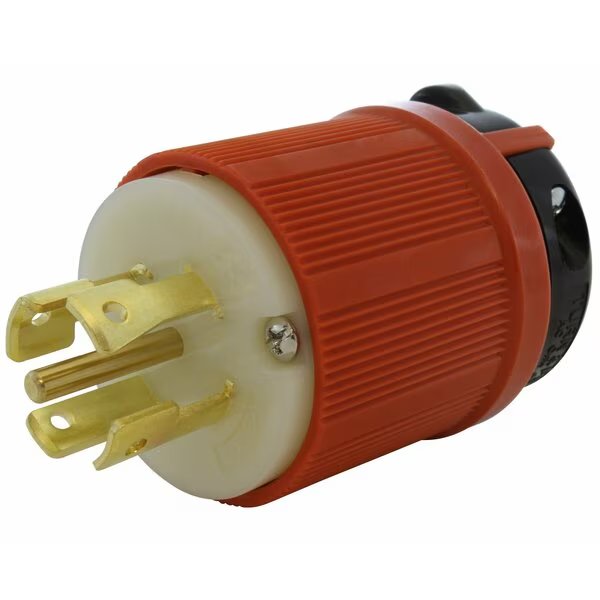 NEMA L22-30P 30A 3-Phase Y 277/480V 5-Prong Locking Male Plug with UL, C-UL Approval in Orange, Ac Works, Mfr#: ASL2230P