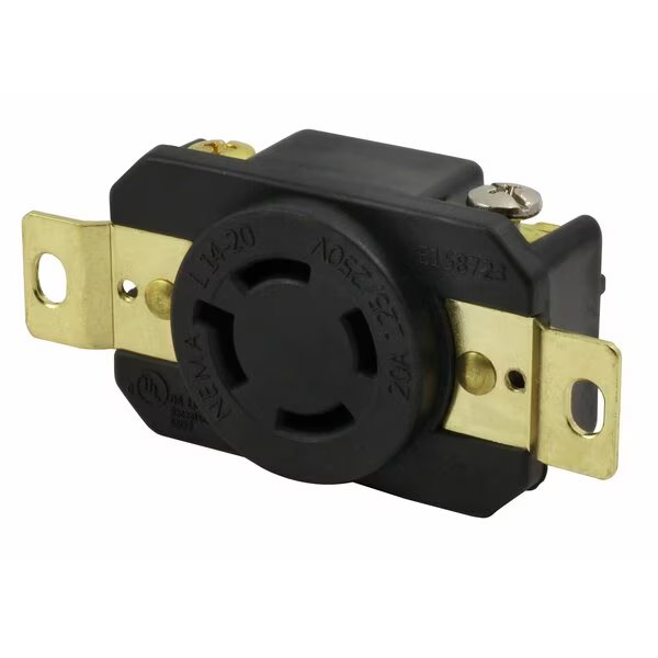 20A 125/250V NEMA L14-20R Flush Mount Locking Industrial Grade Receptacle, Ac Works, Mfr#: FML1420R