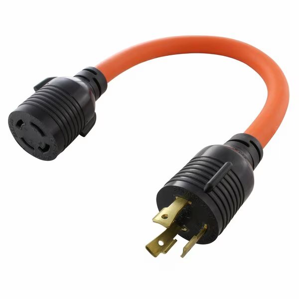 1.5FT L5-30P 3-Prong 30A Plug to L14-30R 30A 125/250V 4-Prong Connector, Ac Works, Mfr#: L530L1430-018