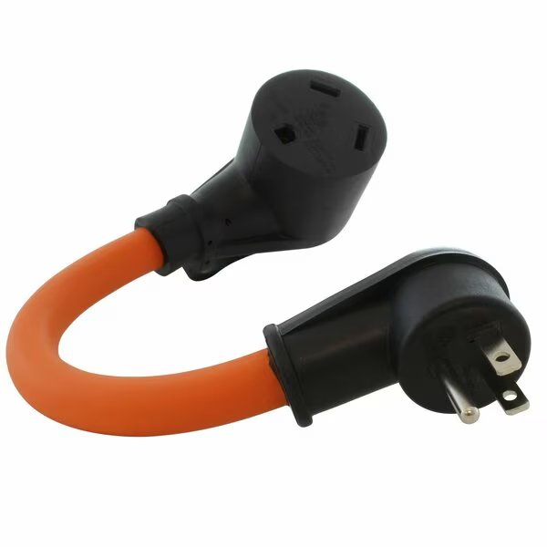 1ft. 15A Household Plug to RV TT-30 30A 125V RV Female Connector, Ac Works, Mfr#: RV515TT-012