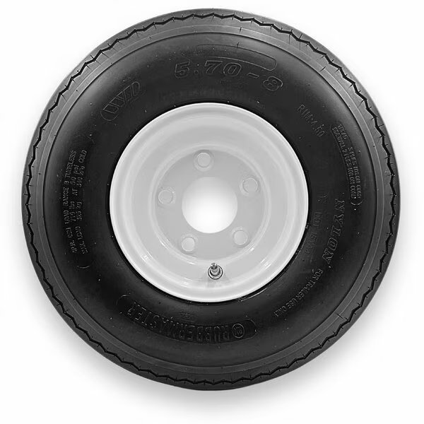 Rubbermaster 5.70-8 6 Ply Highway Rib Tire and 5 on 4.5 Stamped Wheel Assembly, Rubbermaster - Steel Master, Mfr#: 598955