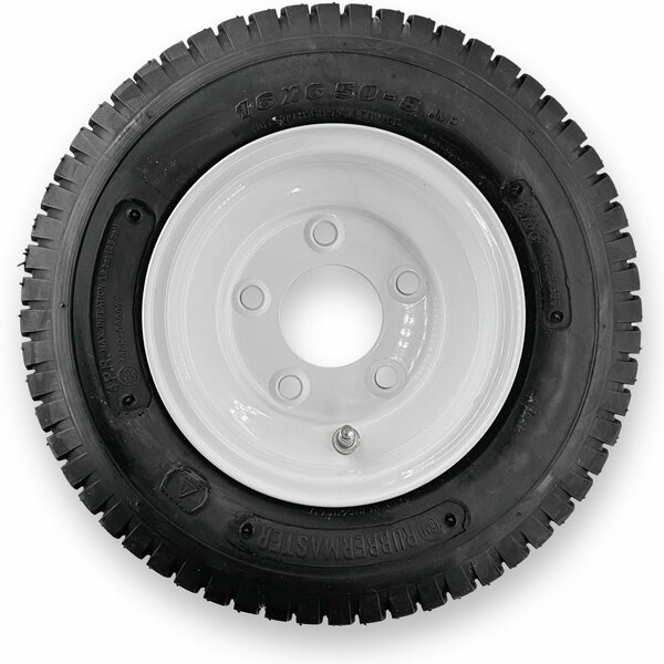 Rubbermaster 16x6.50-8 4 Ply Turf Tire and 5 on 4.5 Stamped Wheel Assembly, Rubbermaster - Steel Master, Mfr#: 598971